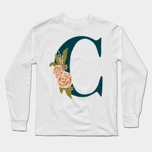 Floral Monogram Letter C Long Sleeve T-Shirt